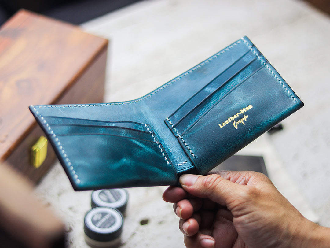 ATTICUS - Turquoise Blue Veg Tan Waxed Pull Up Leather