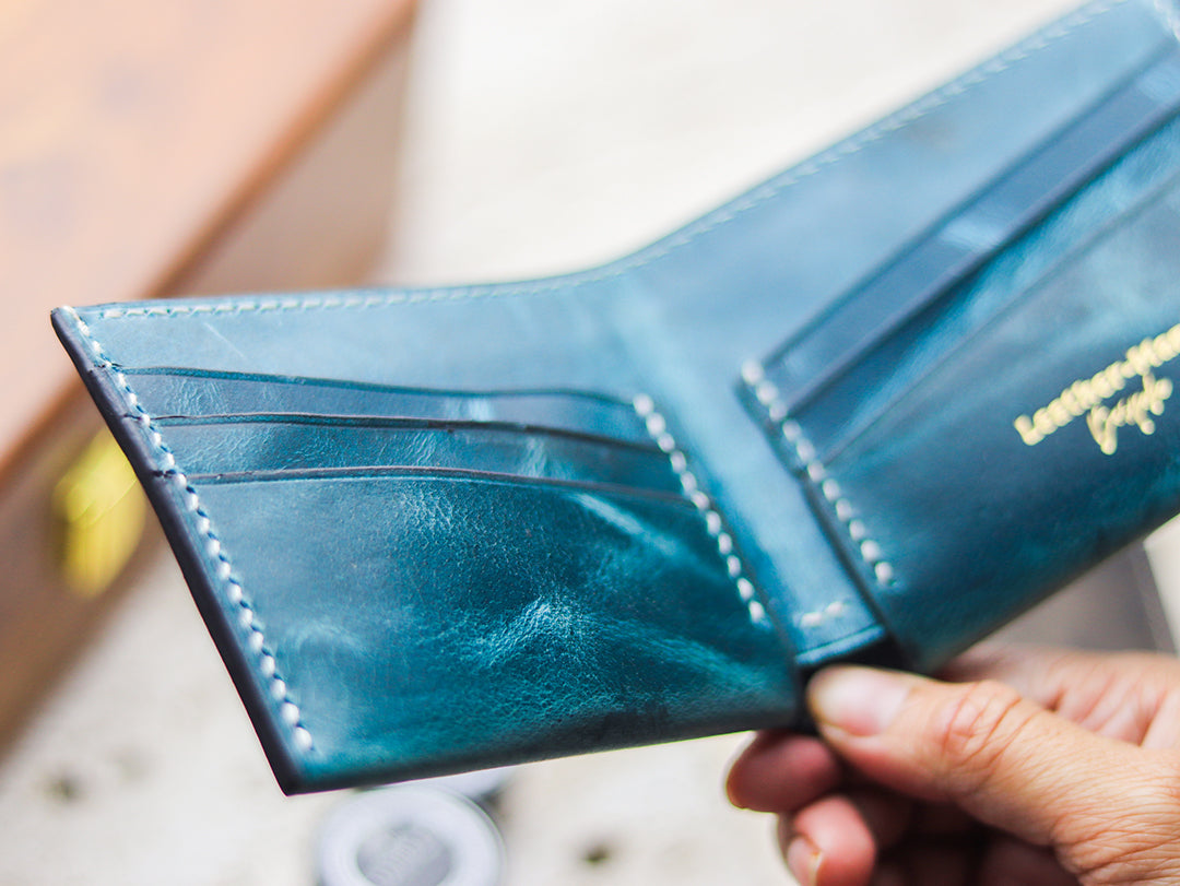 ATTICUS - Turquoise Blue Veg Tan Waxed Pull Up Leather
