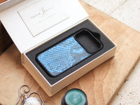 CERULEAN BLUE PYTHON SKIN MAGSAFE CASE