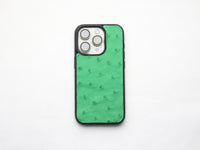 PARAKEET GREEN OSTRICH SKIN PHONE CASE (FOLLICLE)