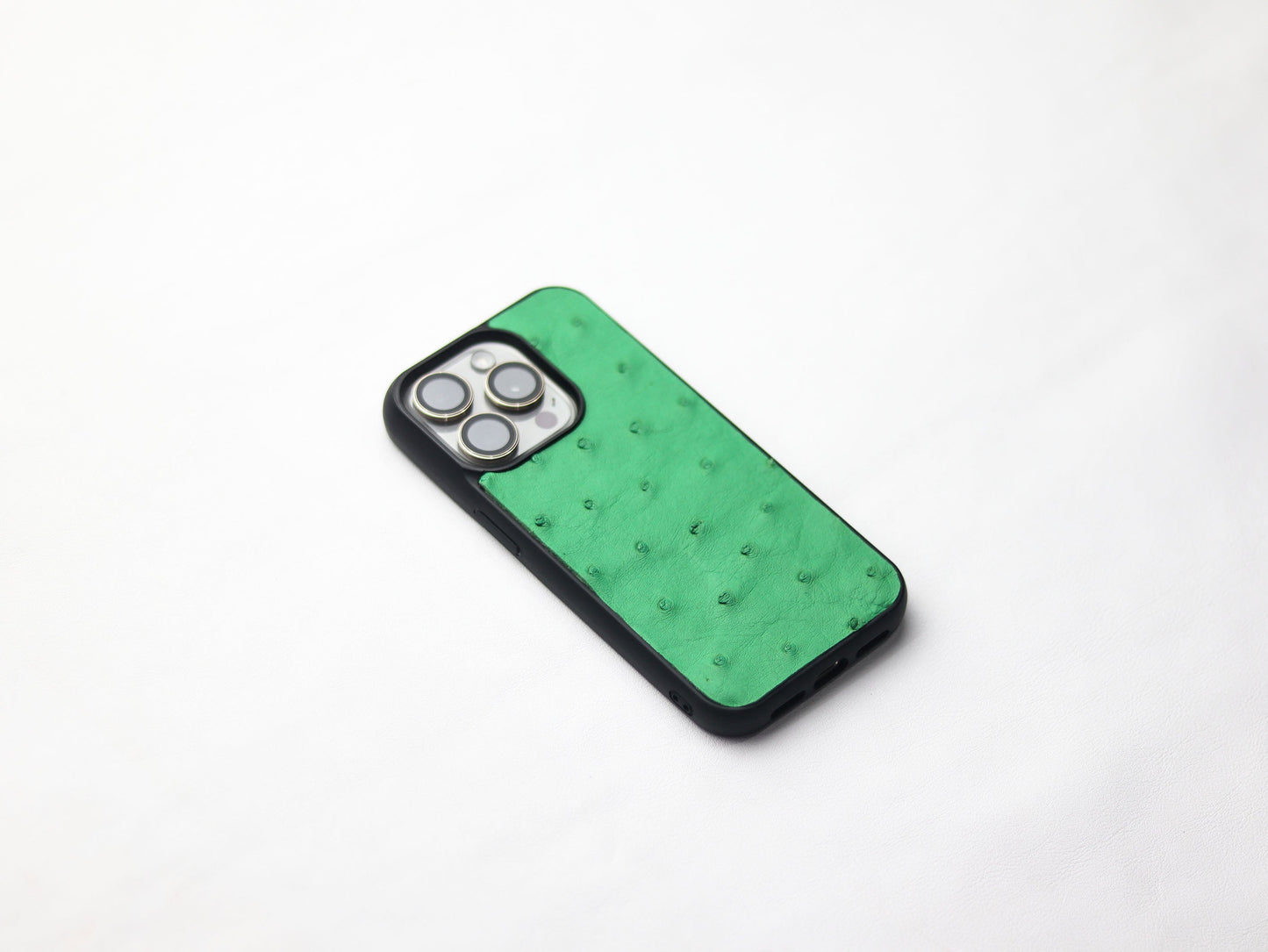 PARAKEET GREEN OSTRICH SKIN PHONE CASE (FOLLICLE)