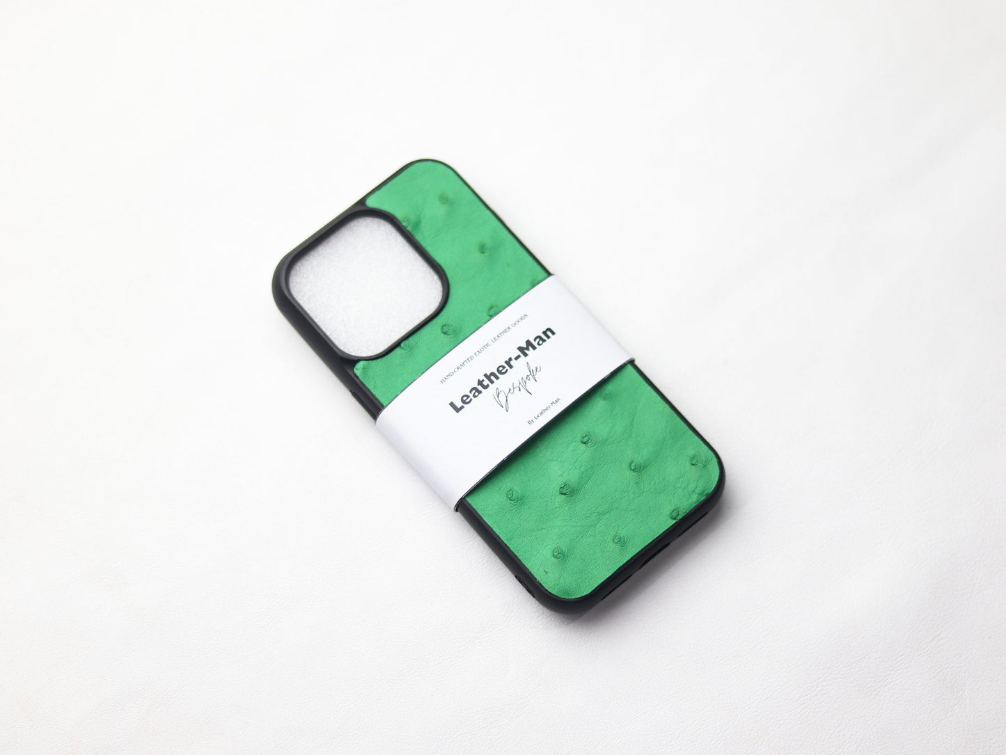 PARAKEET GREEN OSTRICH SKIN PHONE CASE (FOLLICLE)