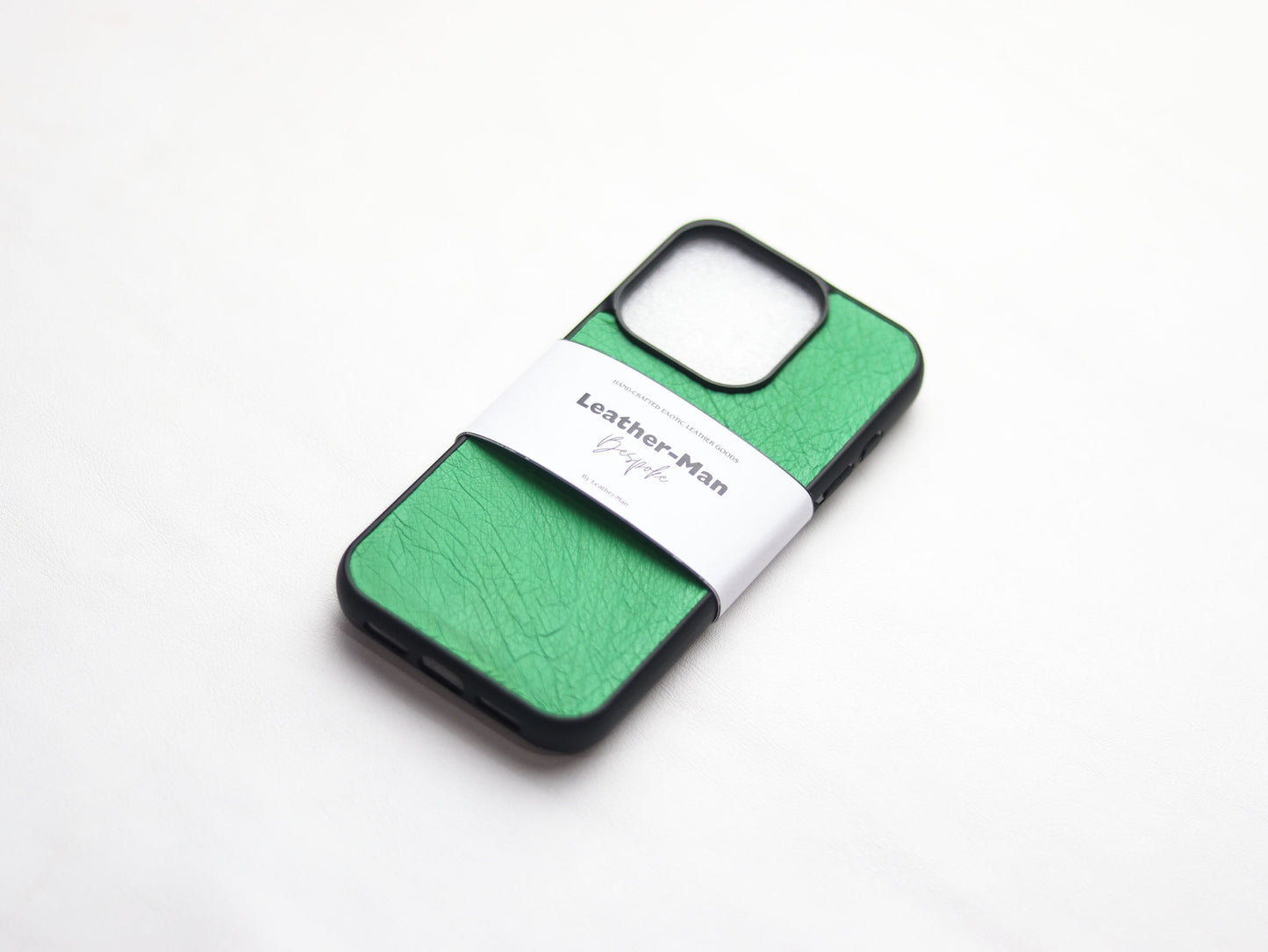 PARAKEET GREEN OSTRICH SKIN PHONE CASE (NON-FOLLICLE)