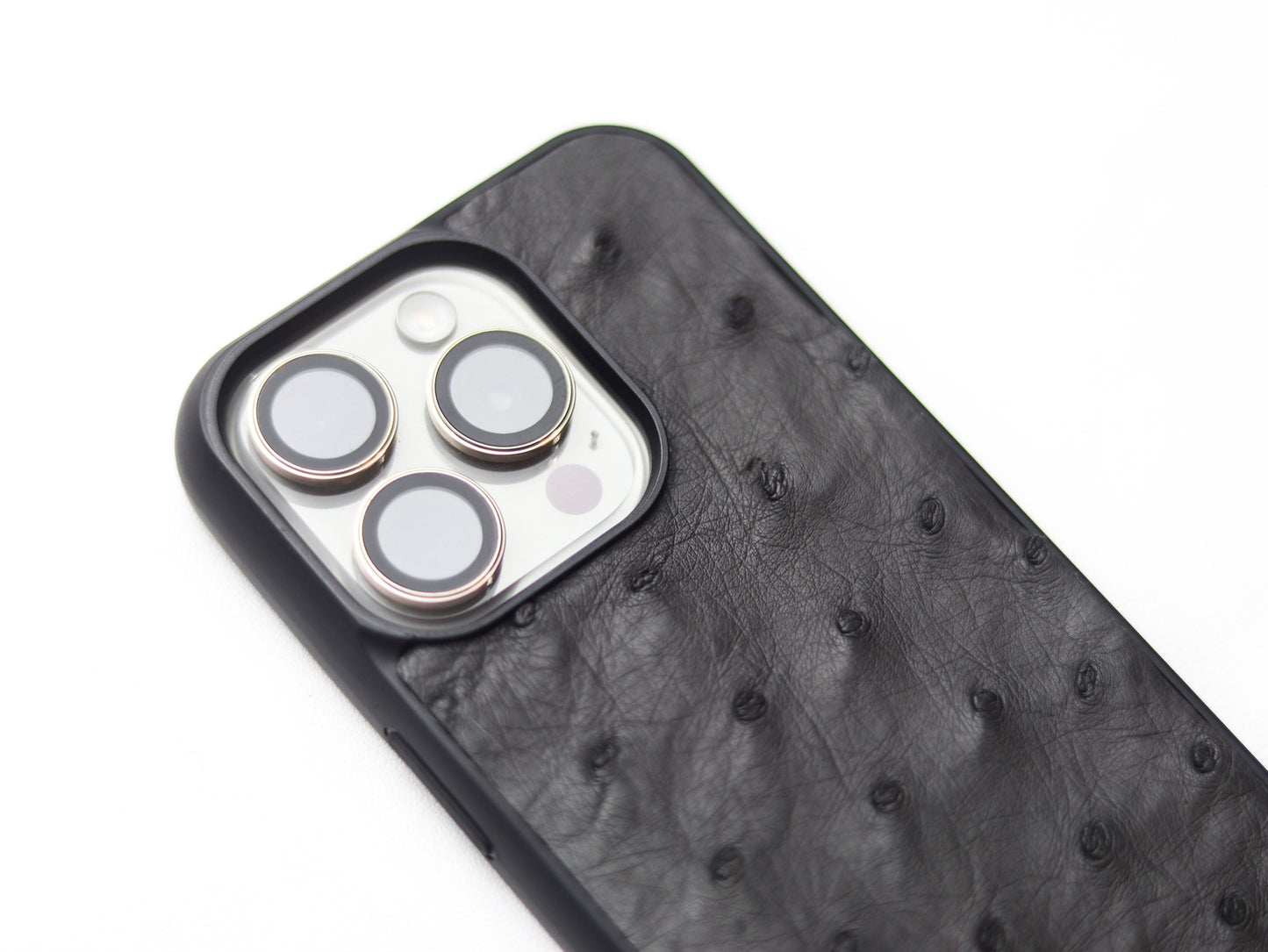 SHARK GRAY OSTRICH SKIN PHONE CASE (FOLLICLE)