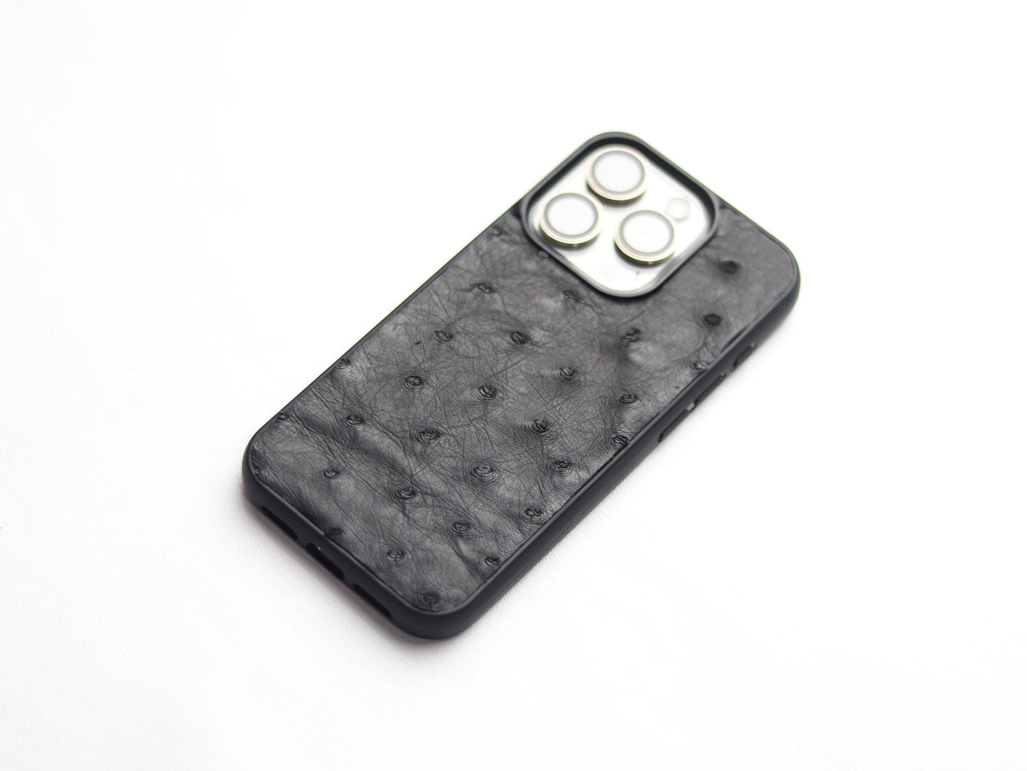 SHARK GRAY OSTRICH SKIN PHONE CASE (FOLLICLE)