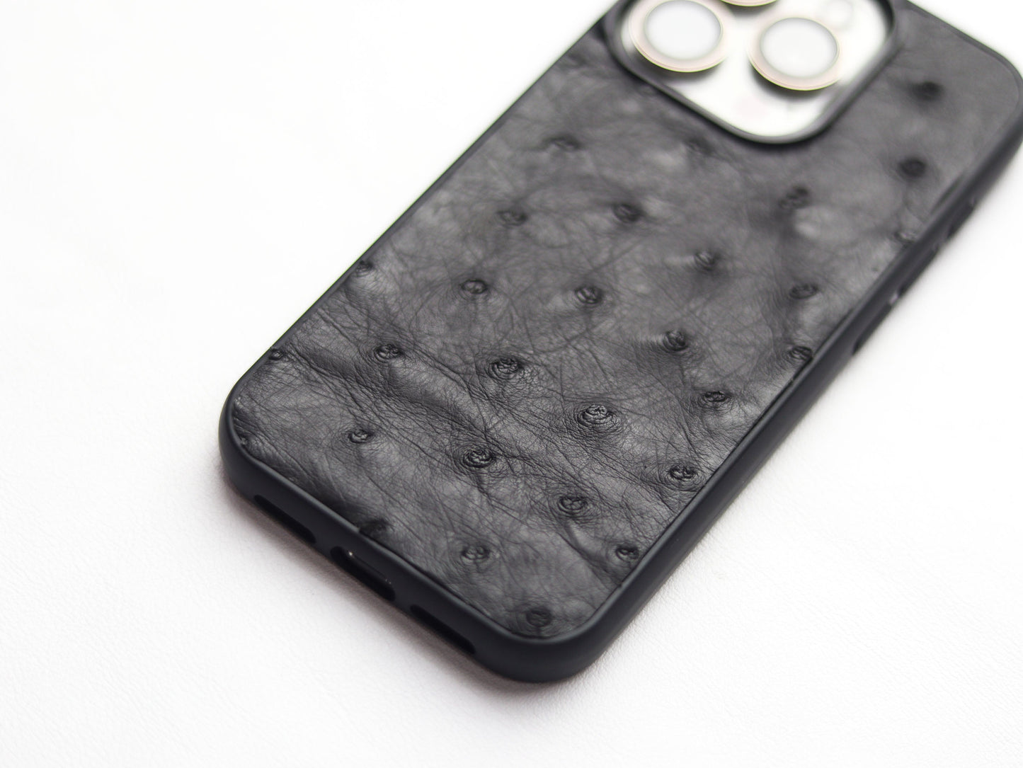 SHARK GRAY OSTRICH SKIN PHONE CASE (FOLLICLE)