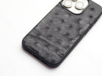 SHARK GRAY OSTRICH SKIN PHONE CASE (FOLLICLE)