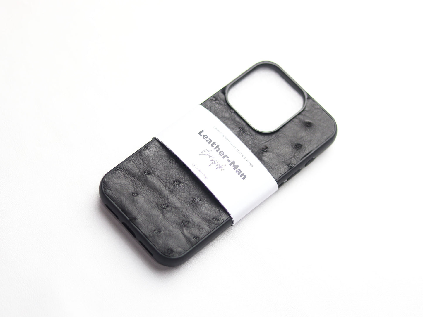 SHARK GRAY OSTRICH SKIN PHONE CASE (FOLLICLE)