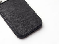 RAVEN BLACK OSTRICH SKIN PHONE CASE (NON-FOLLICLE)
