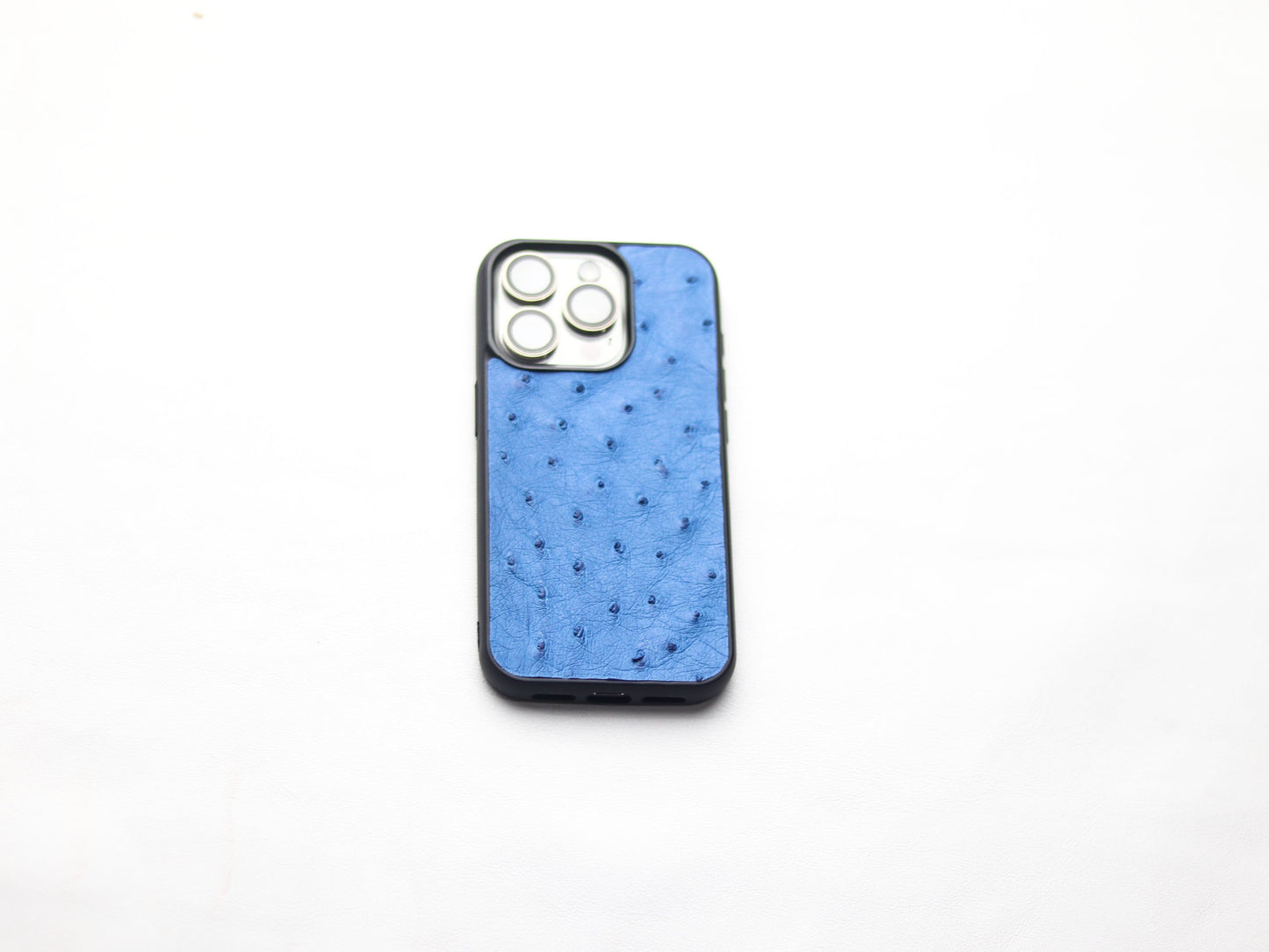 AZURE BLUE OSTRICH SKIN PHONE CASE (FOLLICLE)