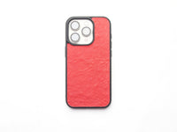 CLASSIC RED OSTRICH SKIN PHONE CASE (NON-FOLLICLE)