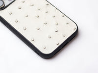 SERBING WHITE OSTRICH SKIN PHONE CASE (FOLLICLE)