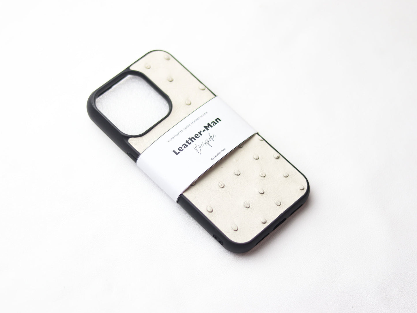 SERBING WHITE OSTRICH SKIN PHONE CASE (FOLLICLE)
