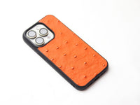 CARROT ORANGE OSTRICH SKIN PHONE CASE (FOLLICLE)