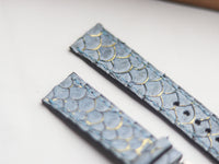 TILAPIA FISH SKIN WATCH STRAPS - DENIM BLUE