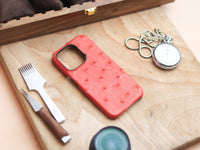 CLASSIC RED OSTRICH SKIN 360° MAGSAFE CASE