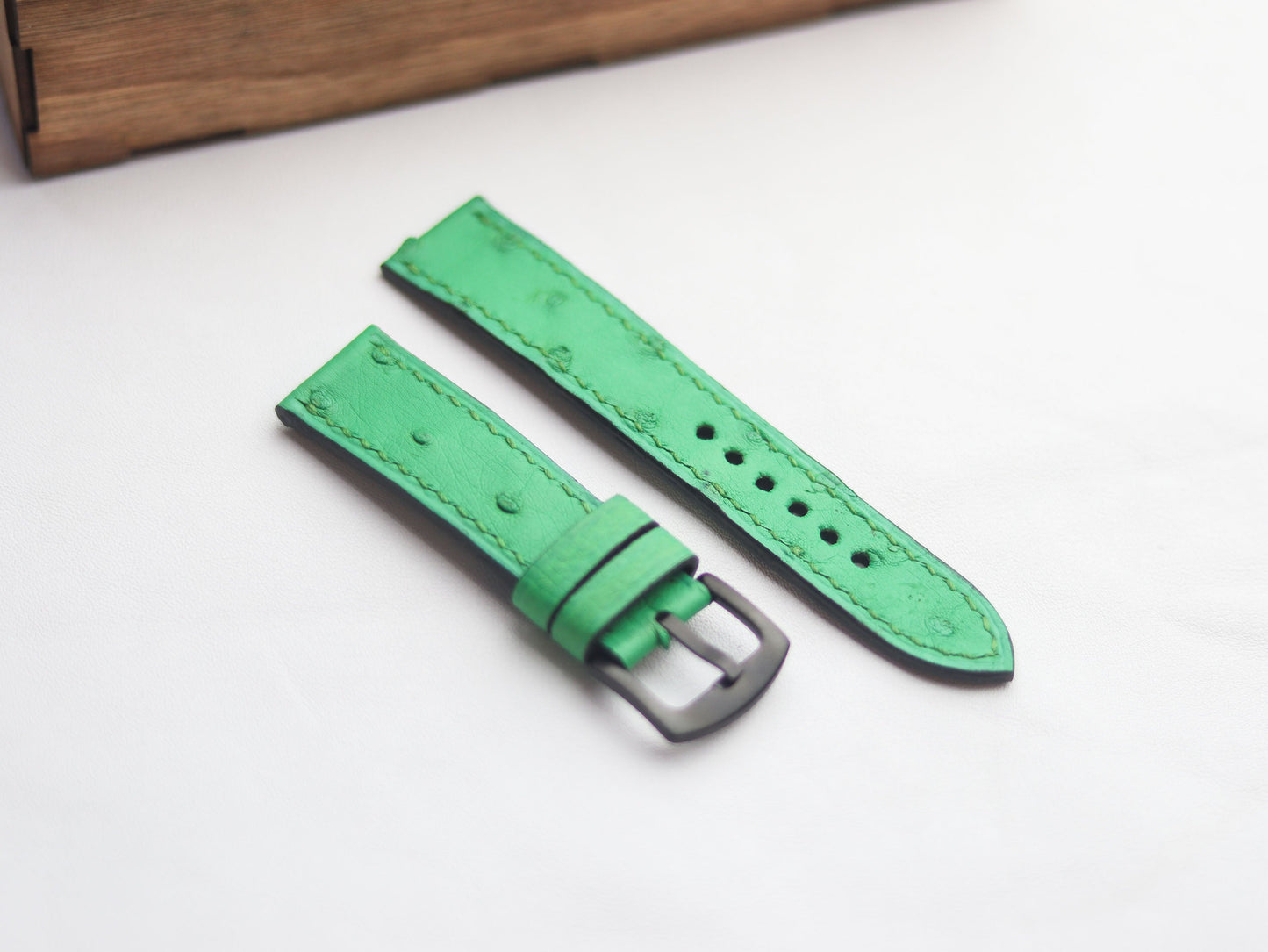 OSTRICH SKIN WATCH STRAPS - PARAKEET GREEN (FOLLICLE)