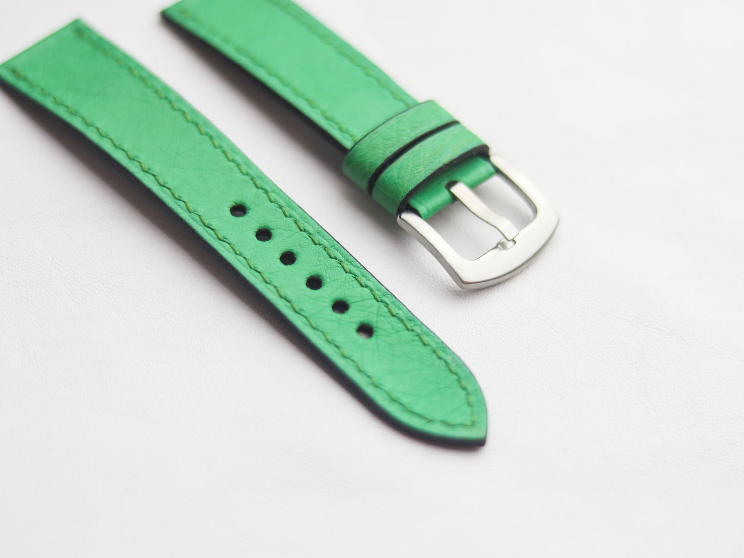 OSTRICH SKIN WATCH STRAPS - PARAKEET GREEN (NON-FOLLICLE)