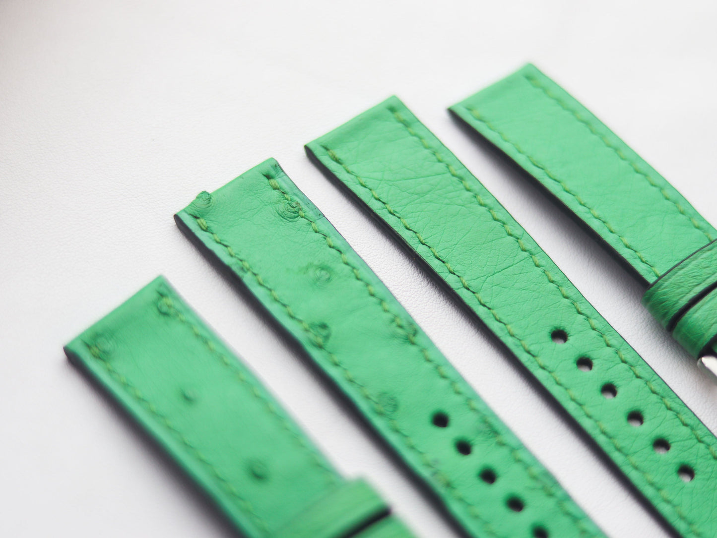 OSTRICH SKIN WATCH STRAPS - PARAKEET GREEN (FOLLICLE)