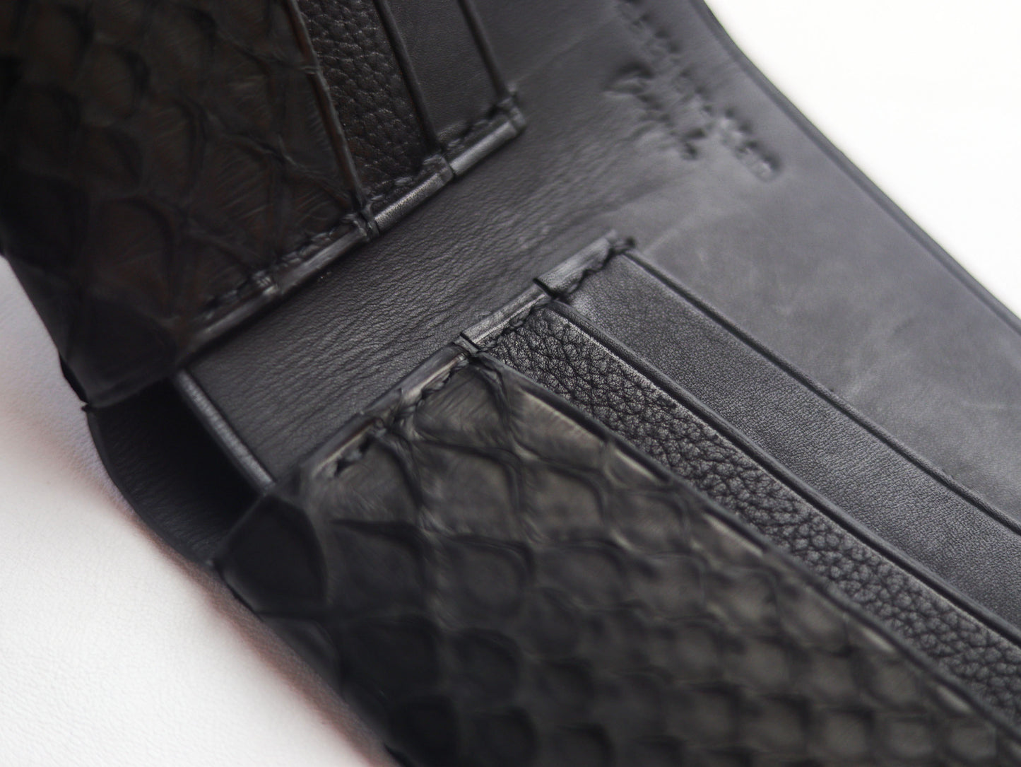 ATTICUS - RAVEN BLACK PYTHON SKIN BIFOLD WALLET