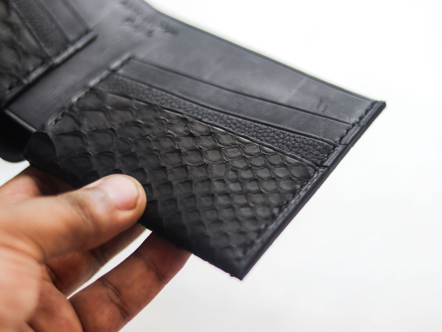 ATTICUS - RAVEN BLACK PYTHON SKIN BIFOLD WALLET