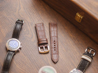 BROWN CROCO HAND-CRAFTED WATCH STRAPS - FULL STITCHED