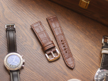 BROWN CROCO HAND-CRAFTED WATCH STRAPS - FULL STITCHED