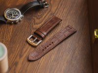 BROWN CROCO HAND-CRAFTED WATCH STRAPS - FULL STITCHED