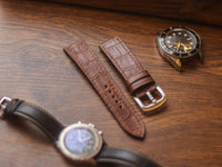 BROWN CROCO HAND-CRAFTED WATCH STRAPS - FULL STITCHED