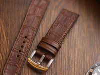 BROWN CROCO HAND-CRAFTED WATCH STRAPS - FULL STITCHED