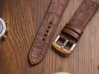 BROWN CROCO HAND-CRAFTED WATCH STRAPS - FULL STITCHED