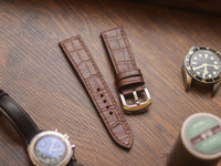 BROWN CROCO HAND-CRAFTED WATCH STRAPS - FULL STITCHED