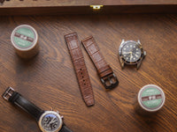 BROWN CROCO HAND-CRAFTED WATCH STRAPS - BOX STITCHED U-TAIL