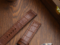 BROWN CROCO HAND-CRAFTED WATCH STRAPS - BOX STITCHED U-TAIL