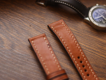 TAN BROWN HAND-CRAFTED WATCH STRAPS - FULL STITCHED
