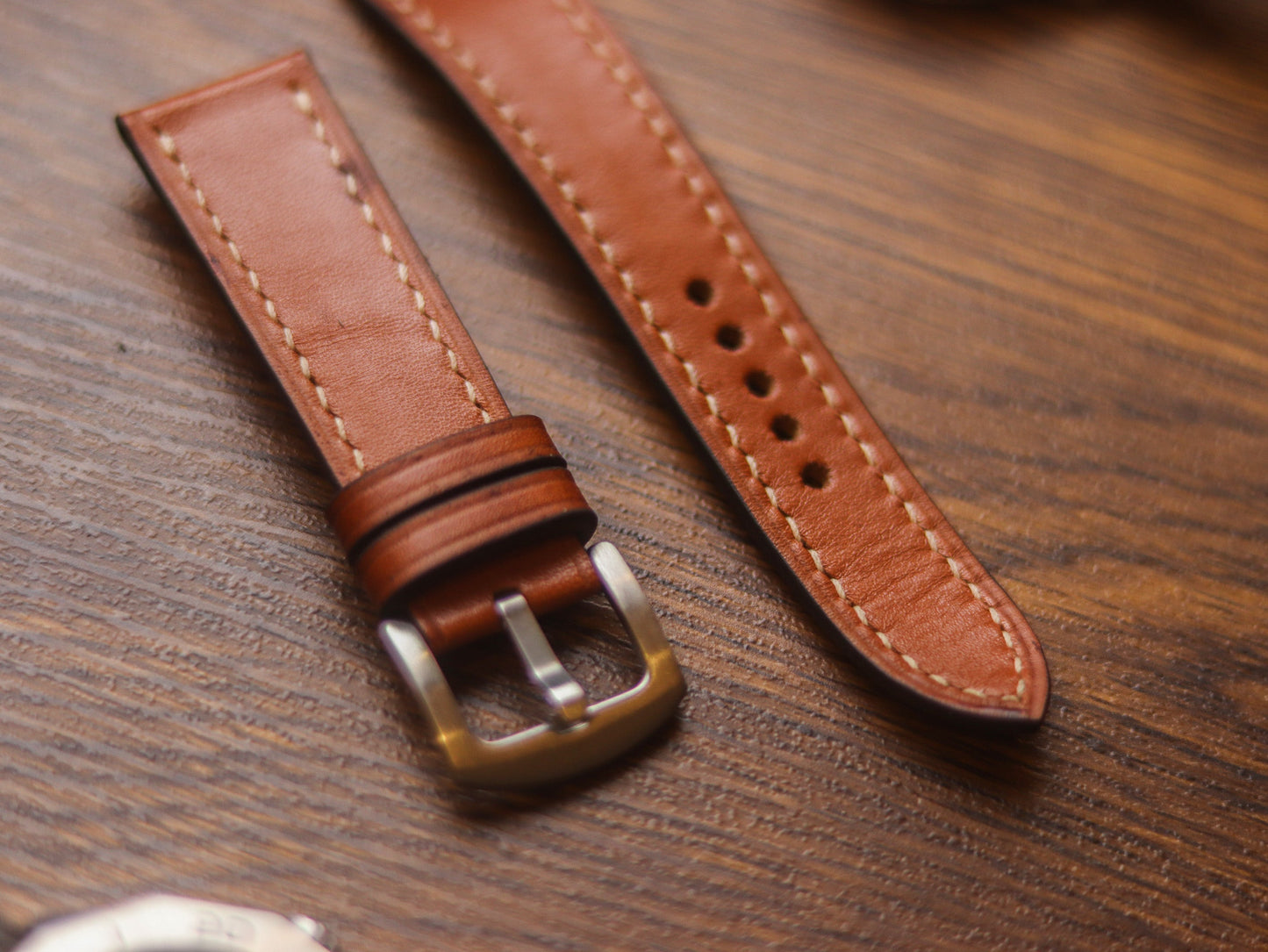 TAN BROWN HAND-CRAFTED WATCH STRAPS - FULL STITCHED