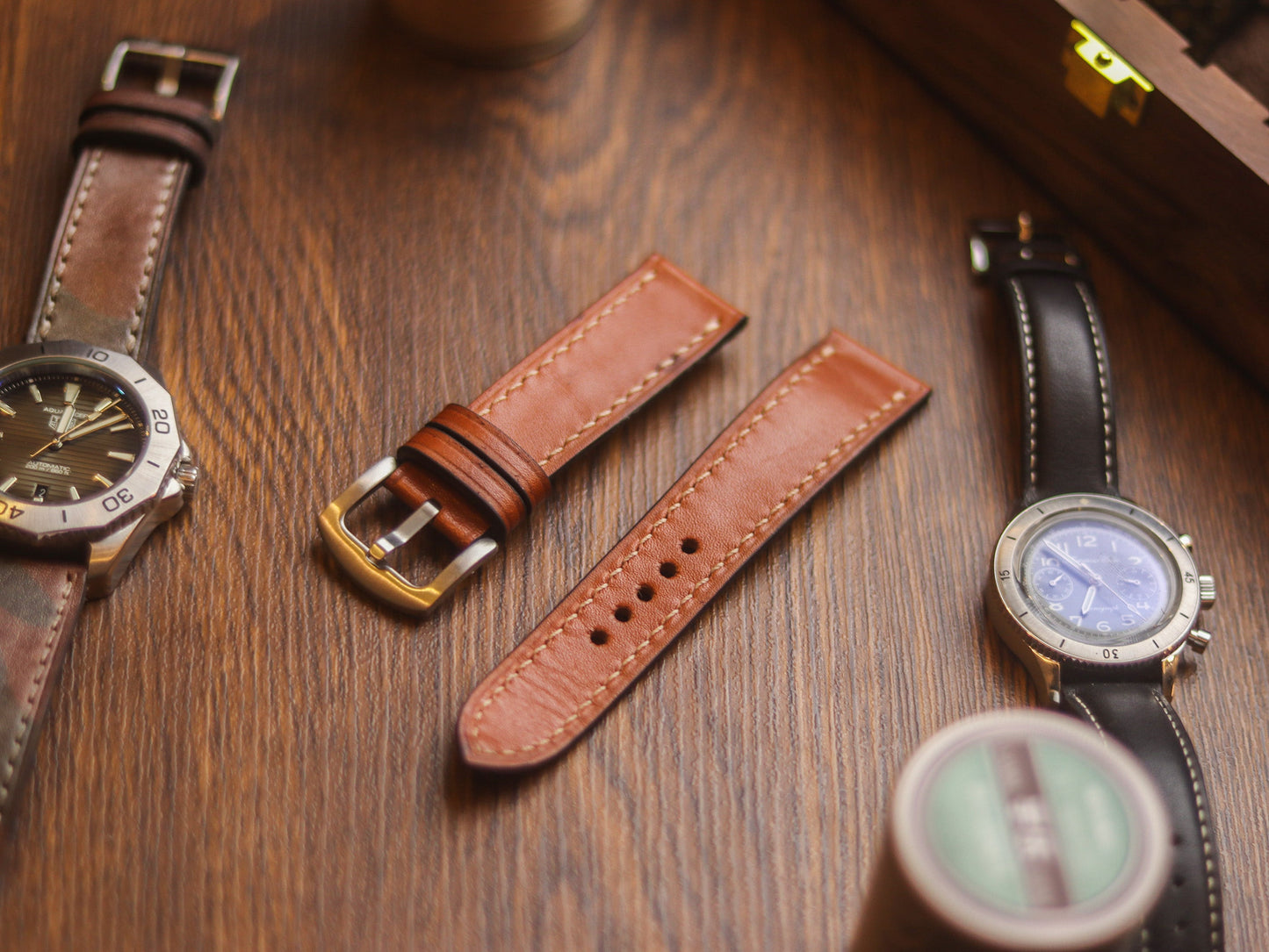 TAN BROWN HAND-CRAFTED WATCH STRAPS - FULL STITCHED