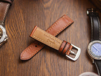 TAN BROWN HAND-CRAFTED WATCH STRAPS - FULL STITCHED