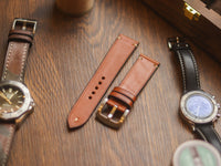 TAN BROWN HAND-CRAFTED WATCH STRAPS - MINIMAL STITCHED