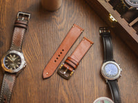 TAN BROWN HAND-CRAFTED WATCH STRAPS - MINIMAL STITCHED