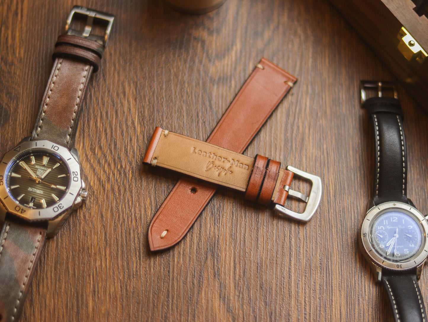 TAN BROWN HAND-CRAFTED WATCH STRAPS - MINIMAL STITCHED