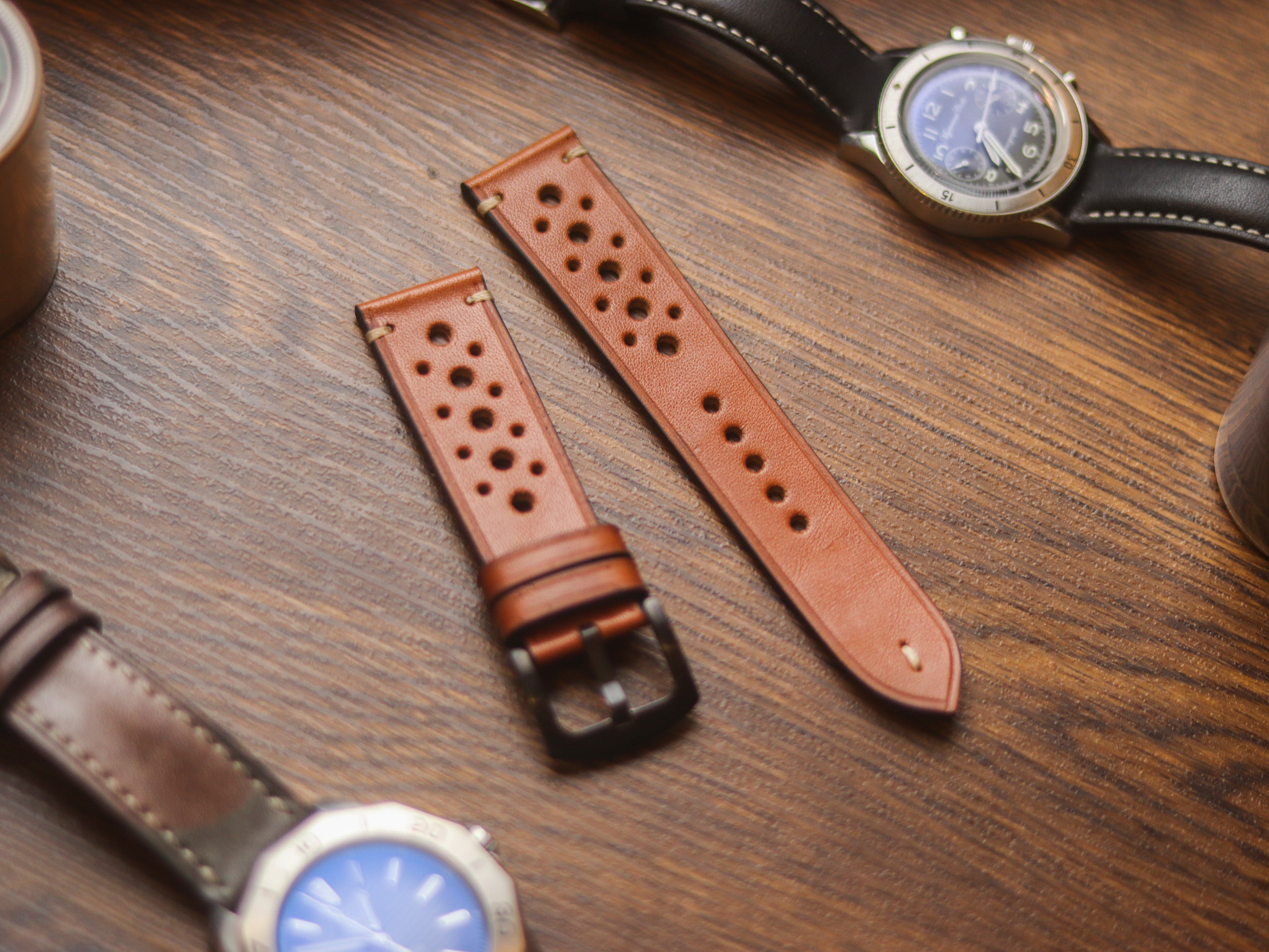 TAN BROWN HAND-CRAFTED WATCH STRAPS - RALLY