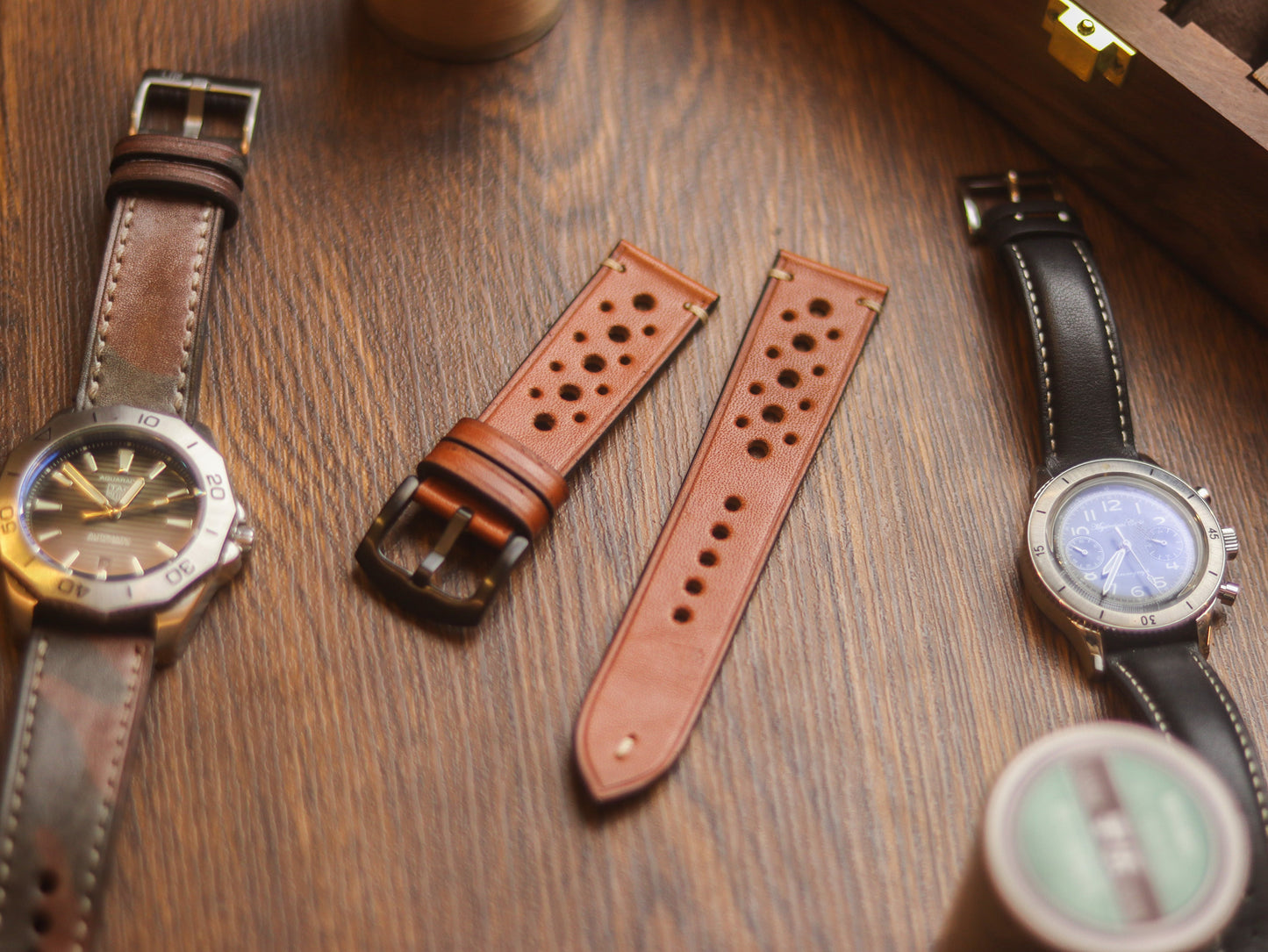 TAN BROWN HAND-CRAFTED WATCH STRAPS - RALLY