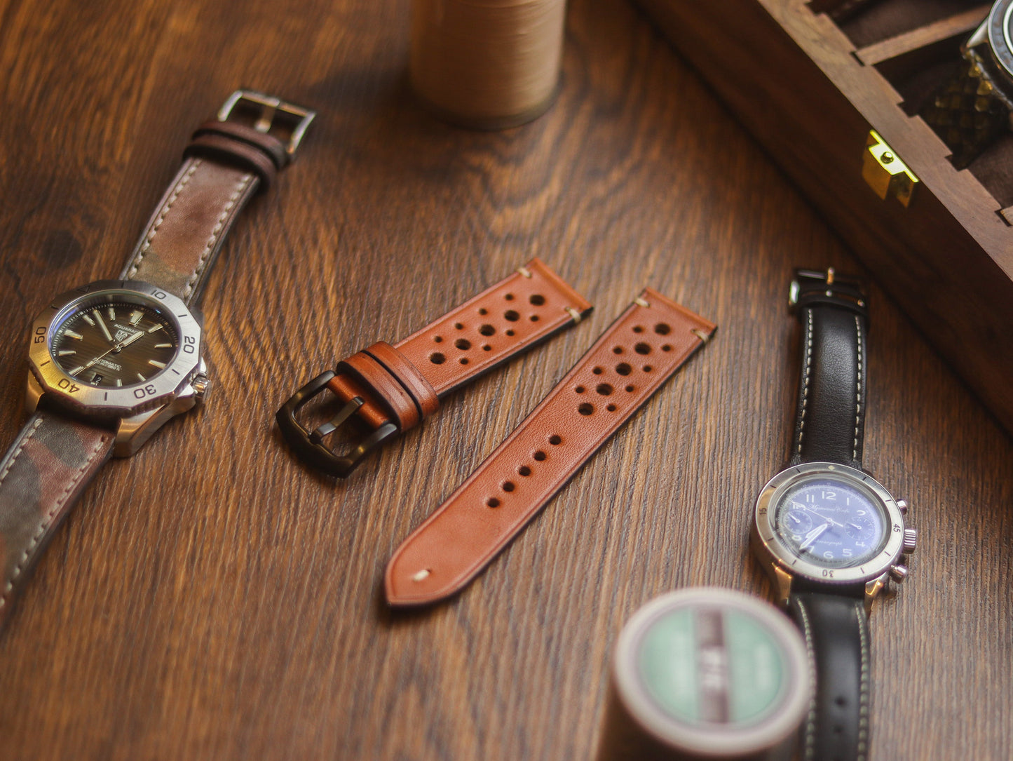 TAN BROWN HAND-CRAFTED WATCH STRAPS - RALLY