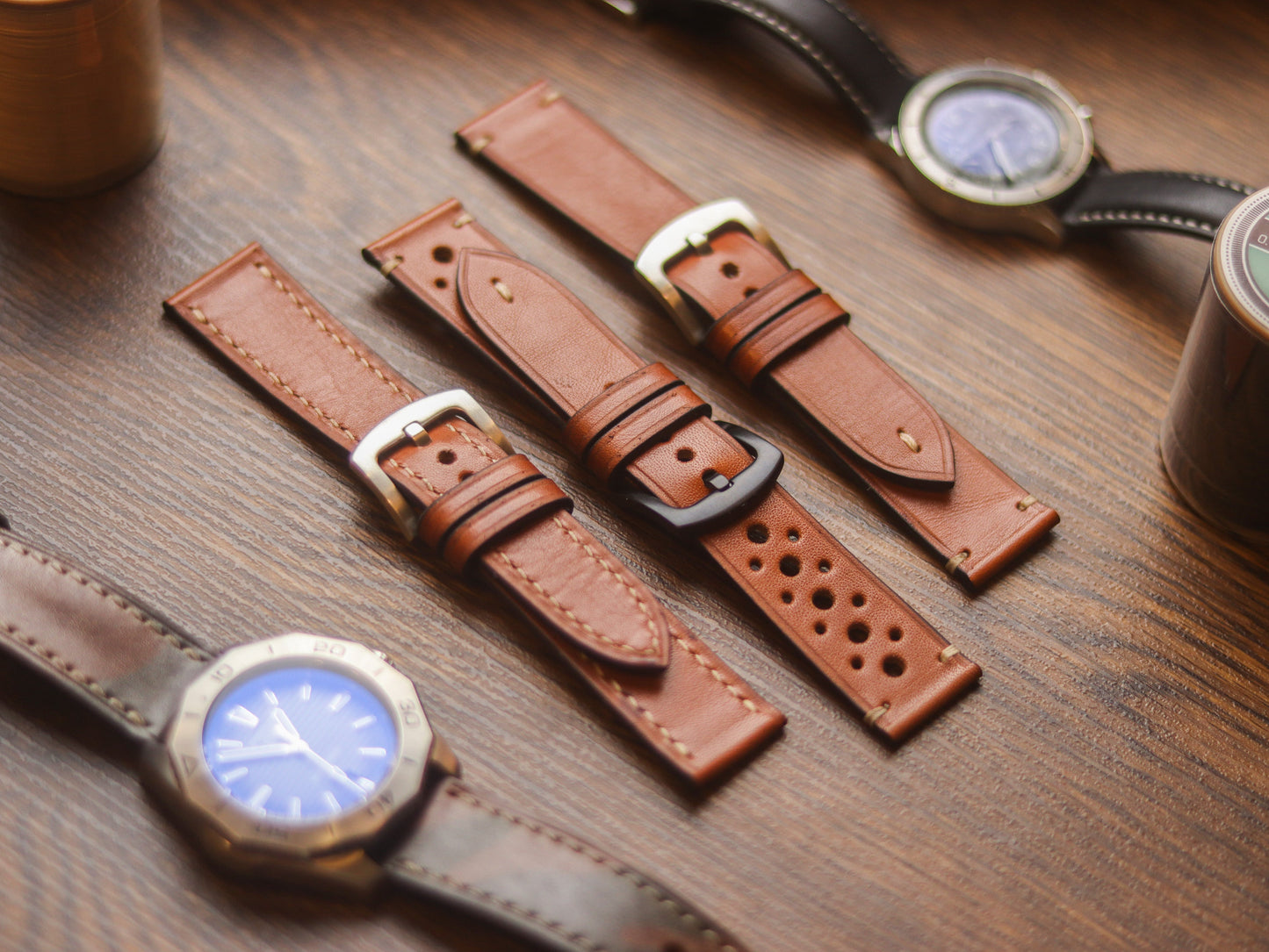 TAN BROWN HAND-CRAFTED WATCH STRAPS - RALLY