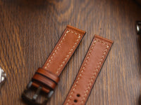 TAN BROWN HAND-CRAFTED WATCH STRAPS - BOX STITCHED U-TAIL