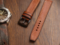 TAN BROWN HAND-CRAFTED WATCH STRAPS - BOX STITCHED U-TAIL