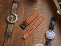 TAN BROWN HAND-CRAFTED WATCH STRAPS - BOX STITCHED U-TAIL