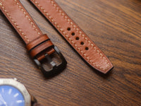 TAN BROWN HAND-CRAFTED WATCH STRAPS - BOX STITCHED U-TAIL