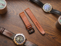 TAN BROWN HAND-CRAFTED WATCH STRAPS - BOX STITCHED U-TAIL